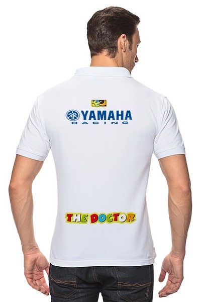 Заказать мужскую поло в Москве. Рубашка Поло Yamaha Factory racing VR 46 от Illson Pride - готовые дизайны и нанесение принтов.