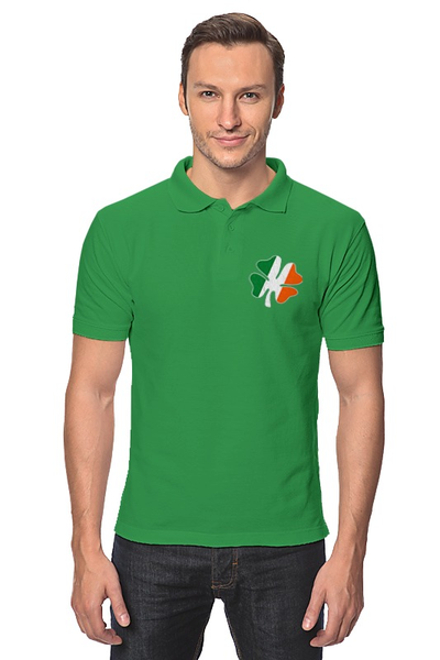 Заказать мужскую поло в Москве. Рубашка Поло Ирландский четырехлистный клевер от printik - готовые дизайны и нанесение принтов.