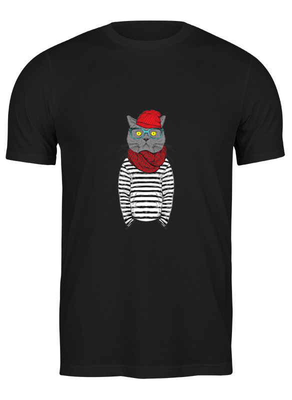 Printio Футболка классическая Кот хипстер мужская футболка корги в шапке l красный