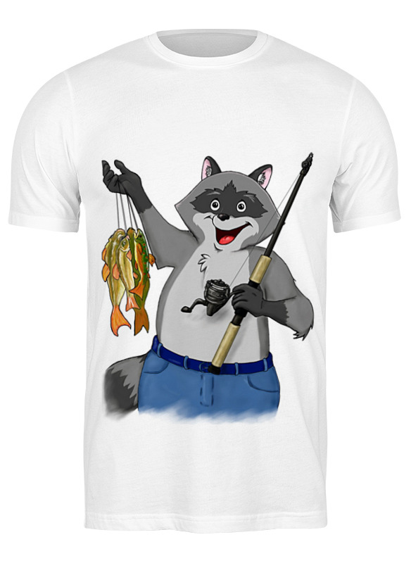 Printio Футболка классическая Енот-рыболов мужская футболка мишка рыболов xl черный