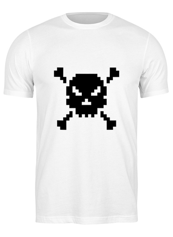 Printio Футболка классическая Pixel art skull белая мужская футболка оверсайз с коротким рукавом с принтом trendyol белый