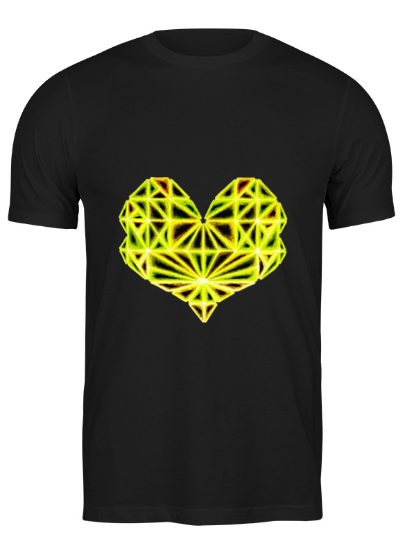 printio футболка классическая сердце геометрическое на черном Printio Футболка классическая Сердце геометрическое на черном