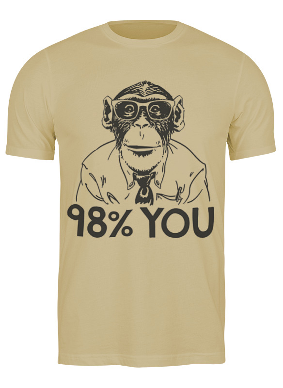 Printio Футболка классическая Шимпанзе - ты на 98% printio свитшот унисекс хлопковый шимпанзе ты на 98%