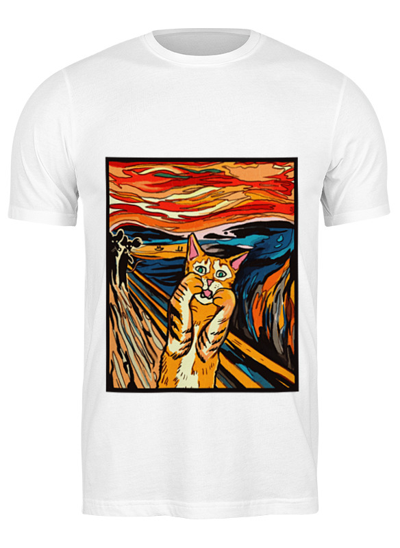 Printio Футболка классическая Крик кота - пародия на эдварда мунка printio футболка wearcraft premium крик кота пародия на эдварда мунка