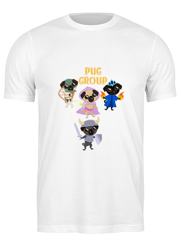 printio детская футболка классическая унисекс мопсы герои pug group Printio Футболка классическая Мопсы — герои. pug group.