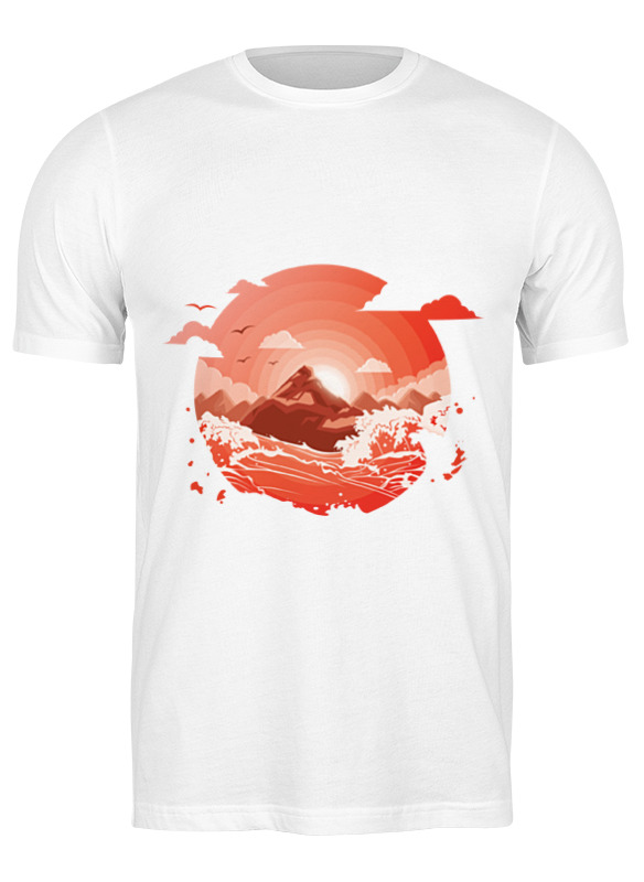 Printio Футболка классическая Красный рассвет над горами printio футболка wearcraft premium красный рассвет над горами