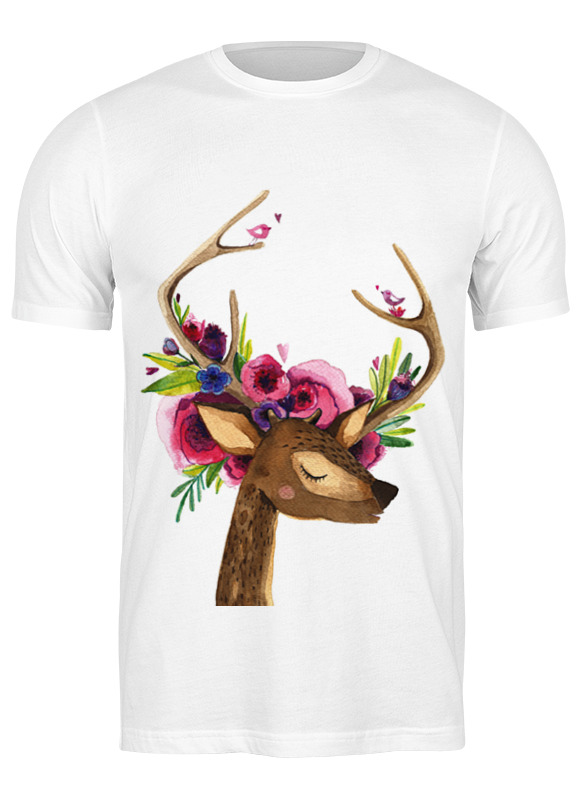 Printio Футболка классическая Олень с цветами в рогах printio футболка wearcraft premium олень с цветами в рогах