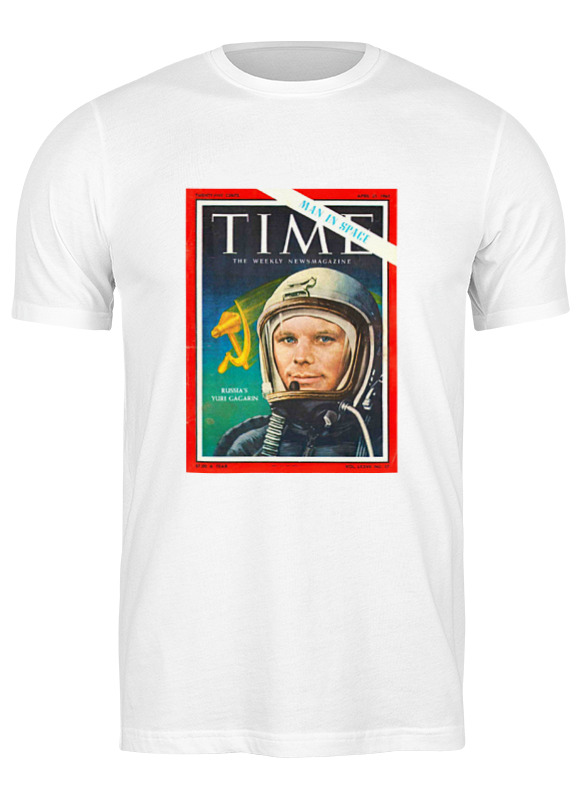 Printio Футболка классическая Лицо гагарина на обложке детская футболка милый кот космонавт сны о космосе 104 красный