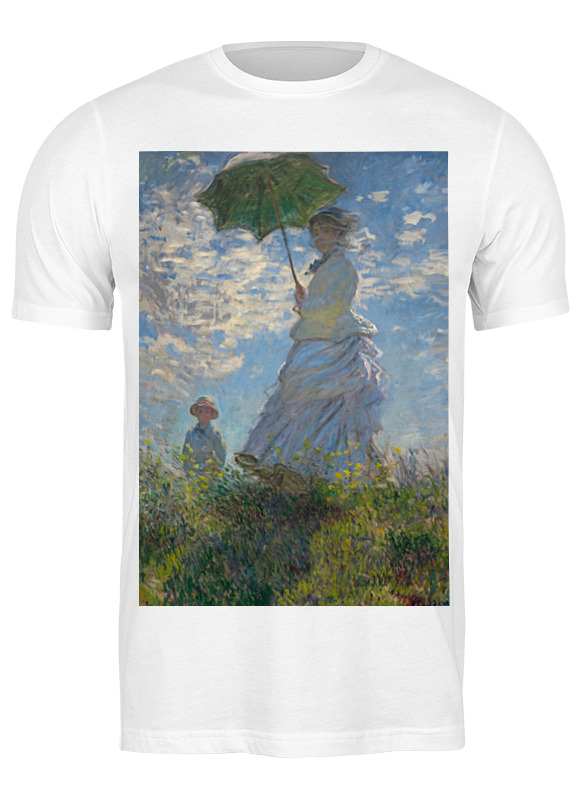 printio детская футболка классическая унисекс топинамбур картина клода моне Printio Футболка классическая Дама с зонтиком — мадам моне со своим сыном