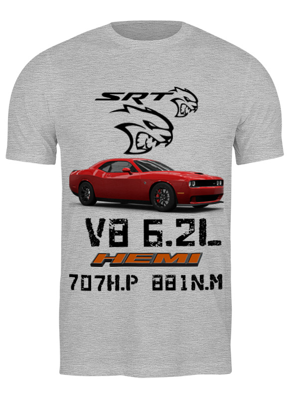 Printio Футболка классическая Dodge challenger hell cat srt super dodge charger с dodge challenger srt racing siku