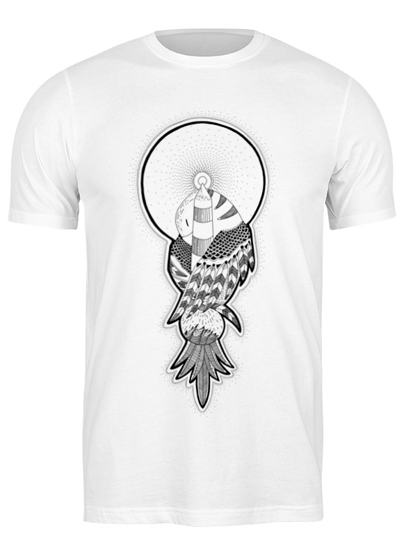 printio футболка классическая лиса обнимающая свой хвост Printio Футболка классическая Птица и маяк