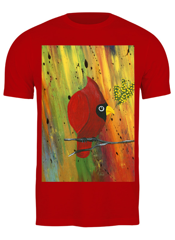 Printio Футболка классическая На ветке с мимозой пазлы из дерева красный кардинал птицы детская логика