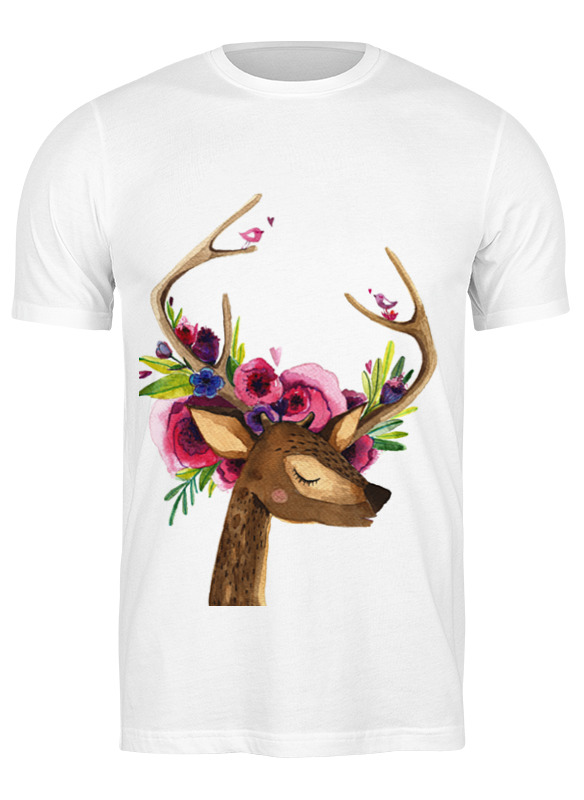 Printio Футболка классическая Олень с цветами в рогах printio футболка wearcraft premium олень с цветами в рогах