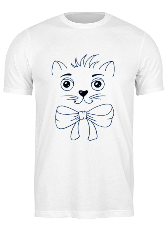 женская футболка милый котик с подписью s белый Printio Футболка классическая Котик с бантом