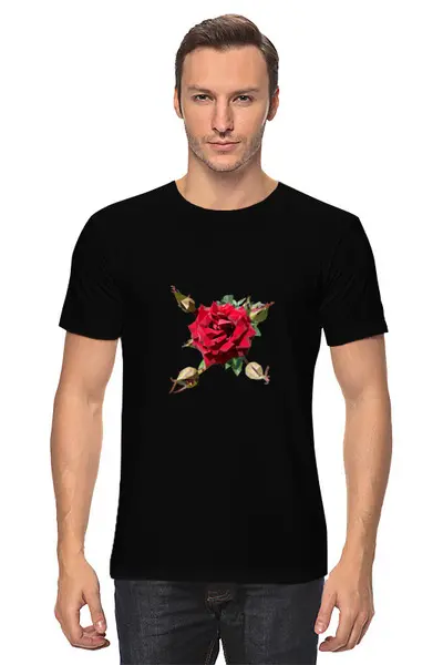 Заказать мужскую футболку в Москве. Футболка классическая Rose Low Poly vector от natulia_hatulia@yahoo.com - готовые дизайны и нанесение принтов.