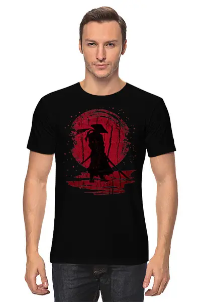 Заказать мужскую футболку в Москве. Футболка классическая Red Moon Samurai от oneredfoxstore@gmail.com - готовые дизайны и нанесение принтов.