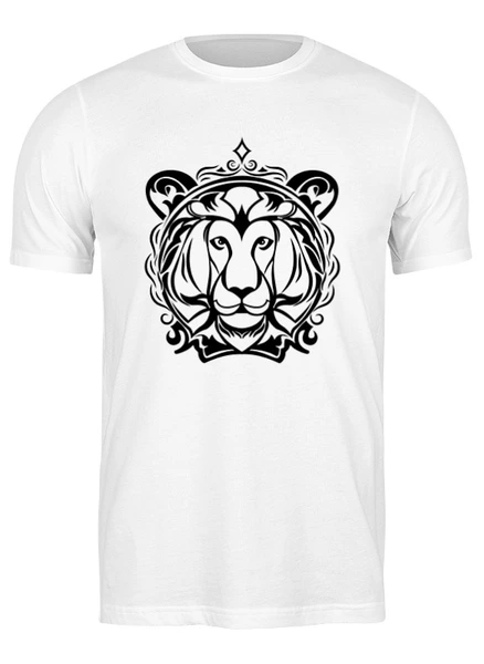 Заказать мужскую футболку в Москве. Футболка классическая Голова льва от Lot_ta  - готовые дизайны и нанесение принтов.
