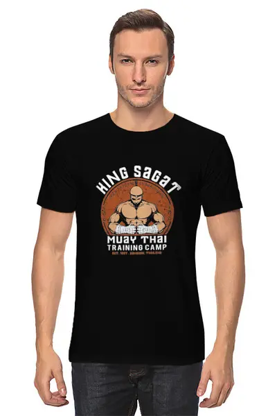 Заказать мужскую футболку в Москве. Футболка классическая Street Fighter. King Sagat Training Camp от Олег Гришин - готовые дизайны и нанесение принтов.