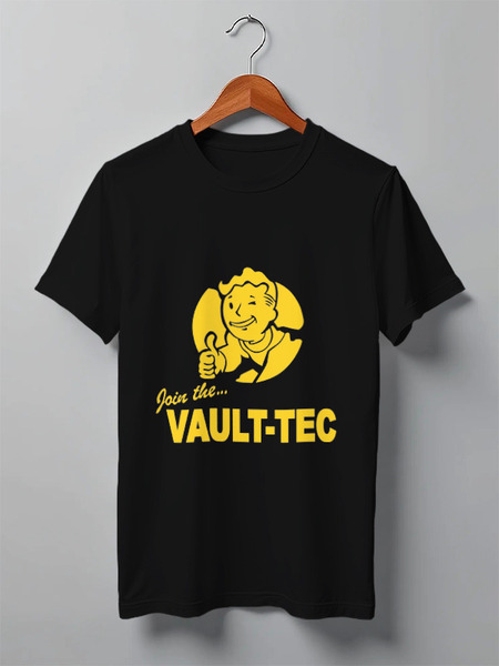Заказать мужскую футболку в Москве. Футболка классическая Fallout  Vault-Tec от cherdantcev - готовые дизайны и нанесение принтов.