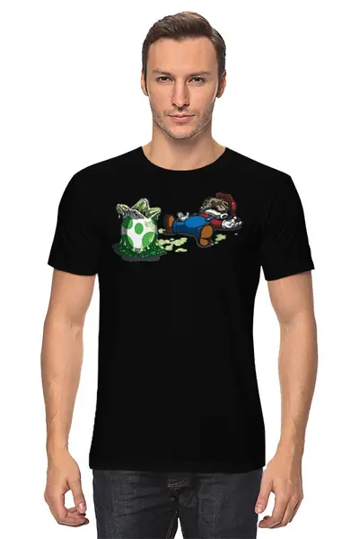 Заказать мужскую футболку в Москве. Футболка классическая Mario and Alien / Марио и Чужой от crash - готовые дизайны и нанесение принтов.