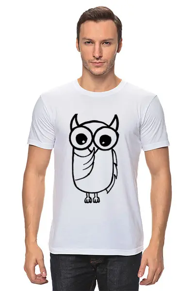 Заказать мужскую футболку в Москве. Футболка классическая Сова - Тишина! от l3138576@gmail.com - готовые дизайны и нанесение принтов.