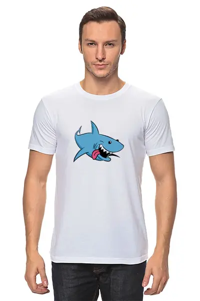 Заказать мужскую футболку в Москве. Футболка классическая акула от Picasso - готовые дизайны и нанесение принтов.