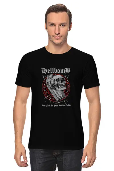 Заказать мужскую футболку в Москве. Футболка классическая Hellbomb от Leichenwagen - готовые дизайны и нанесение принтов.