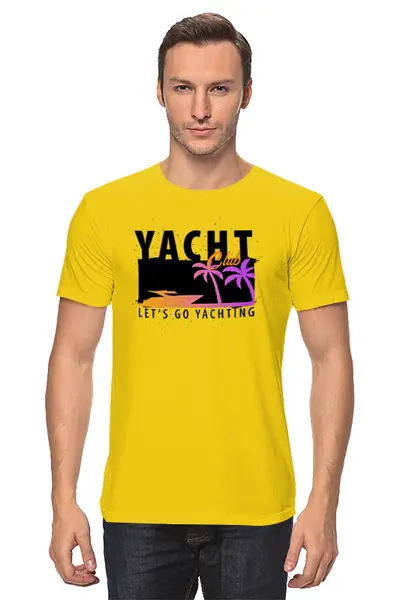 Заказать мужскую футболку в Москве. Футболка классическая YACHT club от balden - готовые дизайны и нанесение принтов.