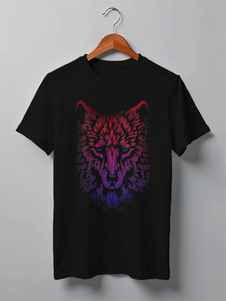 Заказать мужскую футболку в Москве. Футболка классическая Волк Wolf от Fix Print - готовые дизайны и нанесение принтов.