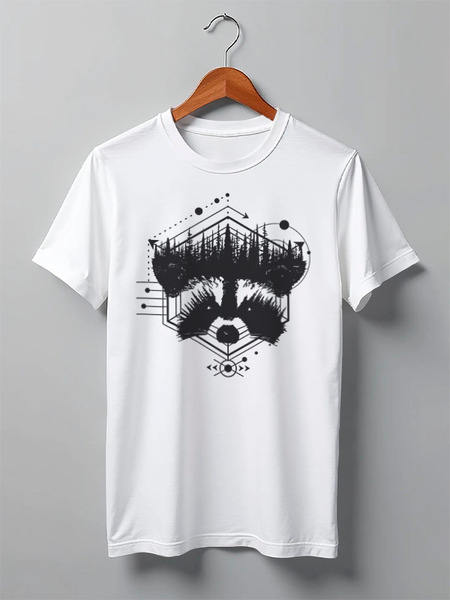 Заказать мужскую футболку в Москве. Футболка классическая Raccoon от oneredfoxstore@gmail.com - готовые дизайны и нанесение принтов.