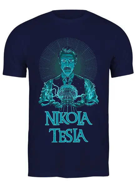 Заказать мужскую футболку в Москве. Футболка классическая Никола Тесла от balden - готовые дизайны и нанесение принтов.