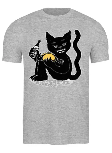 Заказать мужскую футболку в Москве. Футболка классическая Наглый чёрной кот от ПРИНТЫ ПЕЧАТЬ  - готовые дизайны и нанесение принтов.