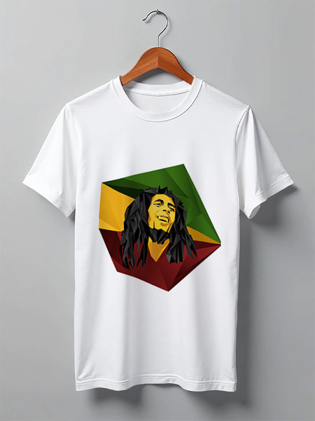 Заказать мужскую футболку в Москве. Футболка классическая Bob Marley от Alexander Volkov Lixolese - готовые дизайны и нанесение принтов.