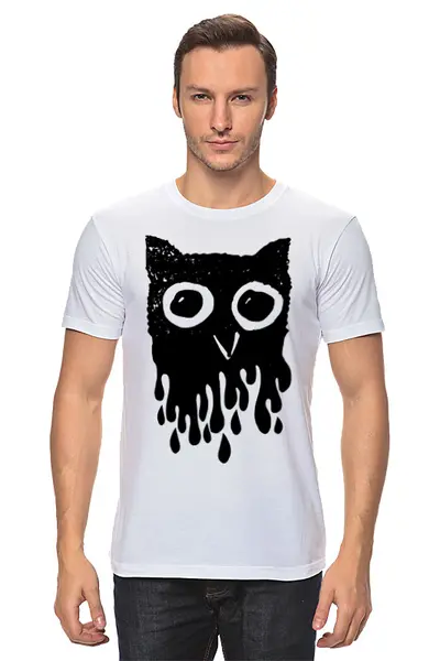 Заказать мужскую футболку в Москве. Футболка классическая Owl Here от oneredfoxstore@gmail.com - готовые дизайны и нанесение принтов.
