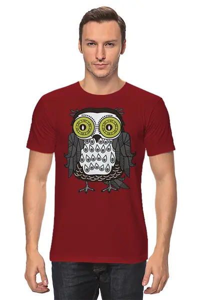 Заказать мужскую футболку в Москве. Футболка классическая Owl Here от oneredfoxstore@gmail.com - готовые дизайны и нанесение принтов.