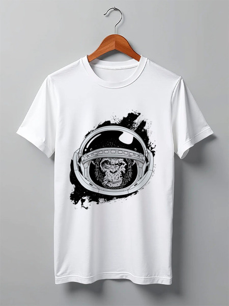 Заказать мужскую футболку в Москве. Футболка классическая Space Monkey (Космическая обезьяна) от goljakovai@mail.ru - готовые дизайны и нанесение принтов.