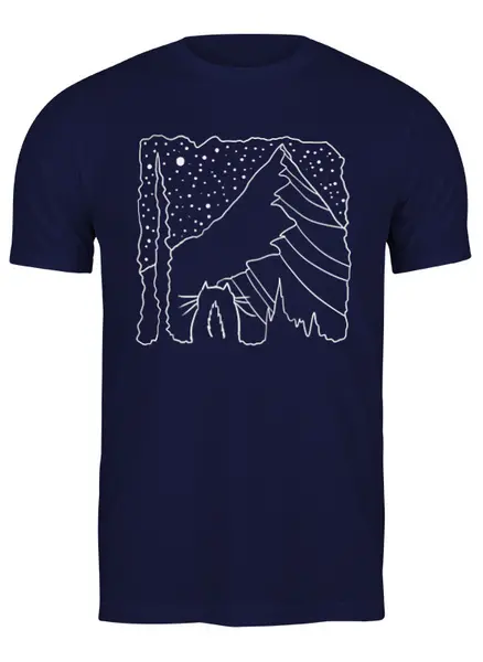 Заказать мужскую футболку в Москве. Футболка классическая Cat and Mountains от oneredfoxstore@gmail.com - готовые дизайны и нанесение принтов.