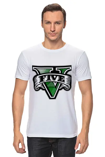 Заказать мужскую футболку в Москве. Футболка классическая GTA V  от Sasha Konyavy - готовые дизайны и нанесение принтов.