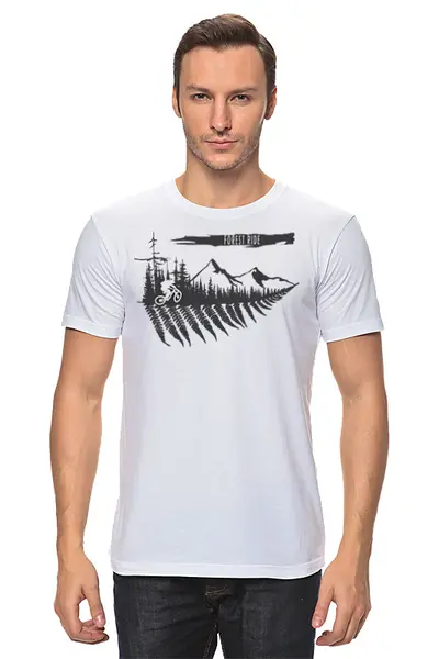 Заказать мужскую футболку в Москве. Футболка классическая Mountain Bike от oneredfoxstore@gmail.com - готовые дизайны и нанесение принтов.