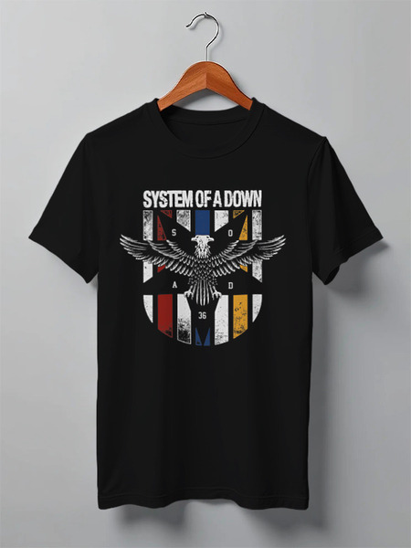 Заказать мужскую футболку в Москве. Футболка классическая System of a Down от geekbox - готовые дизайны и нанесение принтов.