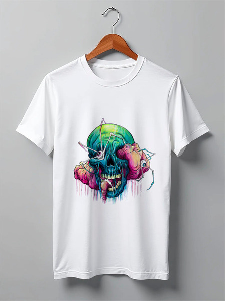Заказать мужскую футболку в Москве. Футболка классическая Череп от YellowCloverShop - готовые дизайны и нанесение принтов.