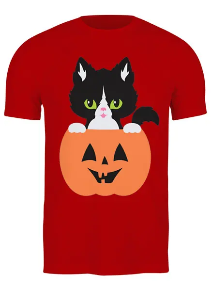 Заказать мужскую футболку в Москве. Футболка классическая BLACK CAT от cooldesign  - готовые дизайны и нанесение принтов.