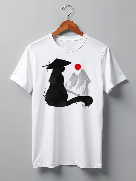 Заказать мужскую футболку в Москве. Футболка классическая Japan Cat от oneredfoxstore@gmail.com - готовые дизайны и нанесение принтов.
