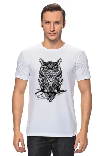 Заказать мужскую футболку в Москве. Футболка классическая Оld owl от dykalison14 - готовые дизайны и нанесение принтов.