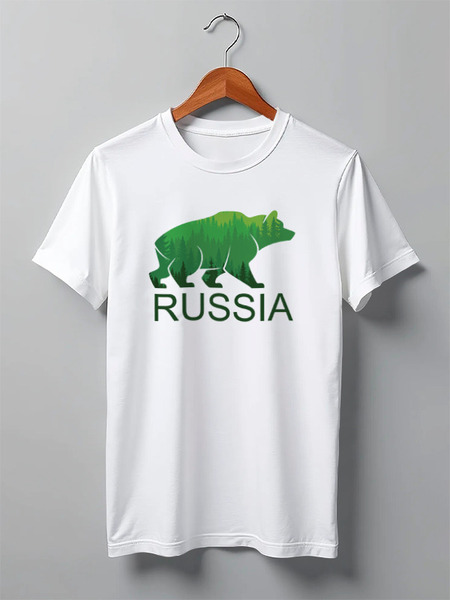 Заказать мужскую футболку в Москве. Футболка классическая Россия, Russia от coolmag - готовые дизайны и нанесение принтов.