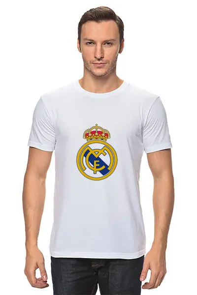 Заказать мужскую футболку в Москве. Футболка классическая Real Madrid от THE_NISE  - готовые дизайны и нанесение принтов.
