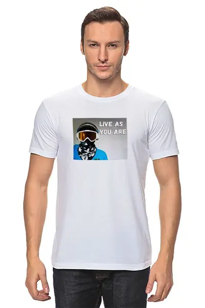 Заказать мужскую футболку в Москве. Футболка классическая Live as you are от Skywalker - готовые дизайны и нанесение принтов.