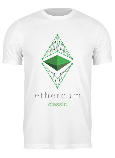 Заказать мужскую футболку в Москве. Футболка классическая ethereum classic от Константин Тотьмянин - готовые дизайны и нанесение принтов.