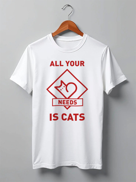 Заказать мужскую футболку в Москве. Футболка классическая All your needs is cats от catification - готовые дизайны и нанесение принтов.