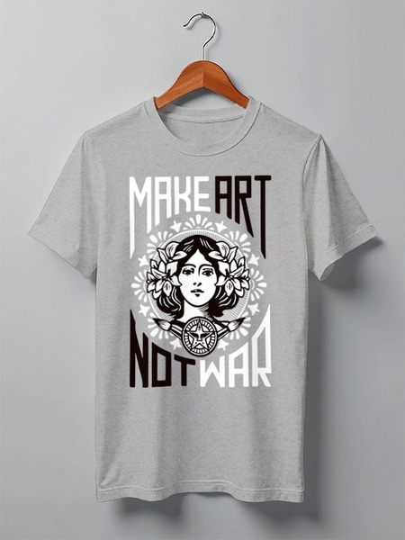 Заказать мужскую футболку в Москве. Футболка классическая Make Art Not War (Шепард Фейри) от OEX design - готовые дизайны и нанесение принтов.